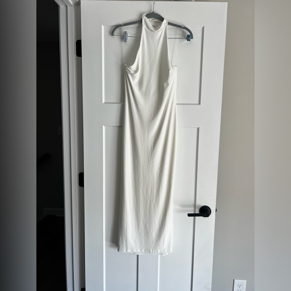 White high neck maxi dress.